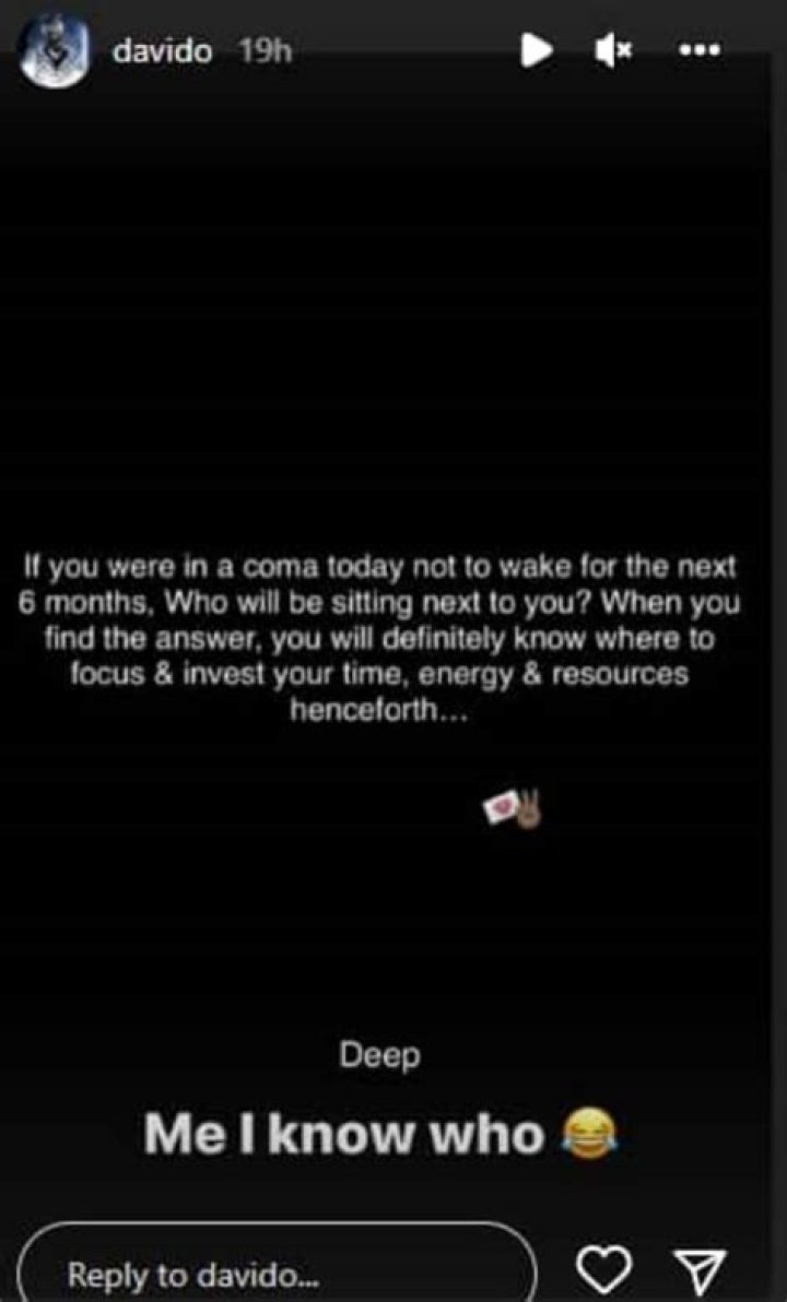 
How to know the right person to spend your resources on – Davido writes about entering into coma 