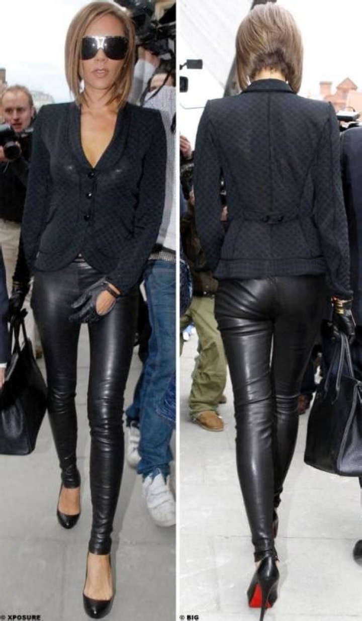 Victoria Beckham squeezes into figure-hugging PVC 'sex pants' for date night with David